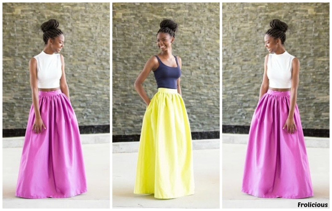Simple and colourful maxi skirts